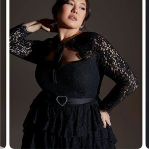 Fashion to Figure Black Lace Ruffle Dress